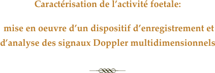 Caractérisation de l’activité foetale:   mise en oeuvre d’un dispositif d’enregistrement et d’analyse des signaux Doppler multidimensionnels 
￼